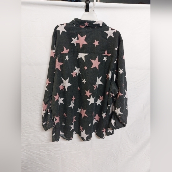 Torrid Taylor relaxed fit rayon twill button up shirt star design long sleeve 5X - Picture 11 of 15